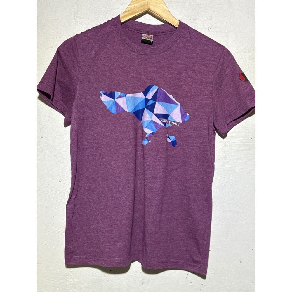 Krisna Bali Womens Art of Bali Graphic T-Shirt Size S Purple Heathered Souvenir